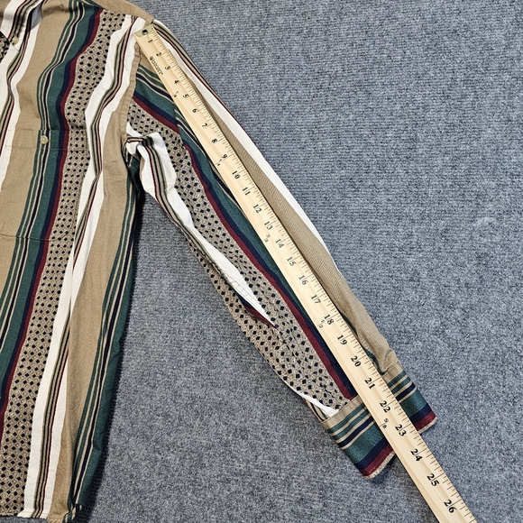 Vintage 90s Trader Bay Mens African Stripe Button Down Shirt Long Sleeve Cotton - Picture 16 of 16